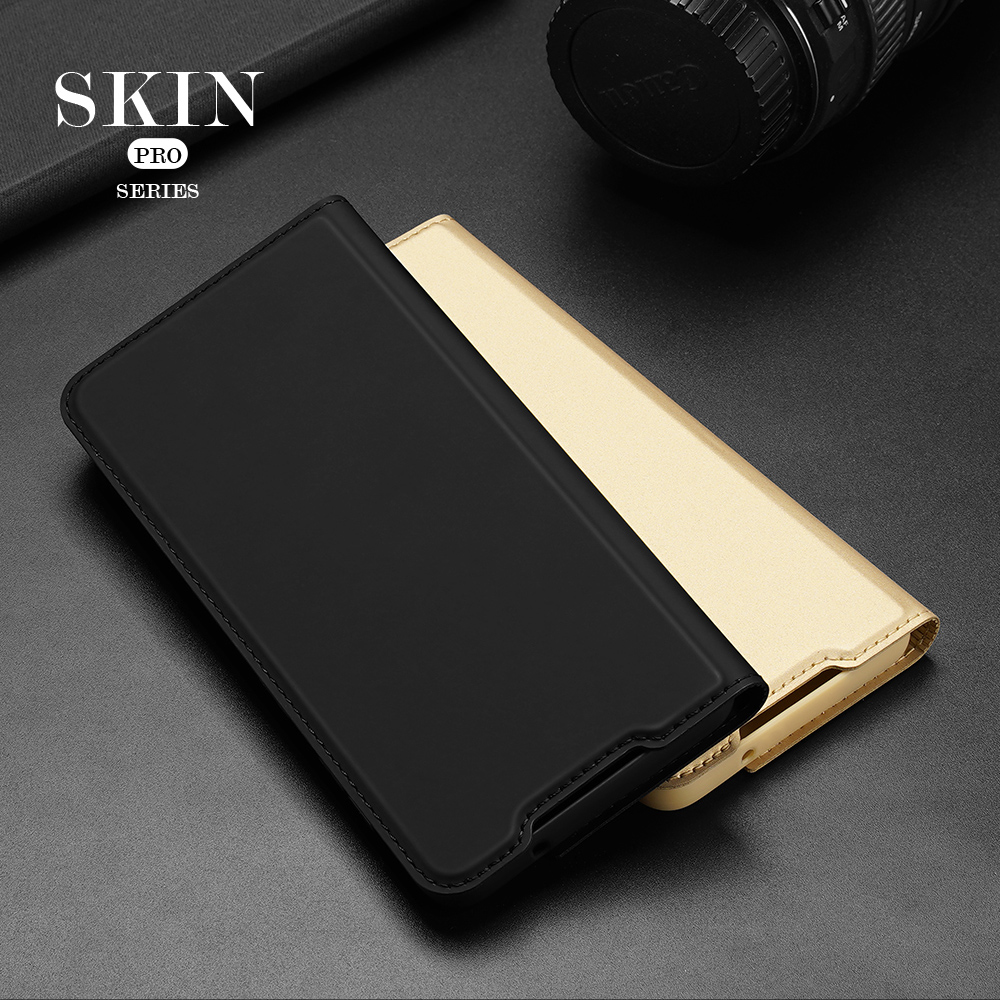 Serie Dux Ducis Skin Pro Para Samsung Galaxy S22 5G PU Tarjeta de Cuero Ranura Flip Stand Auto Magnético Cubierta de Teléfono a Prueba de Choque Cerrado - Negro