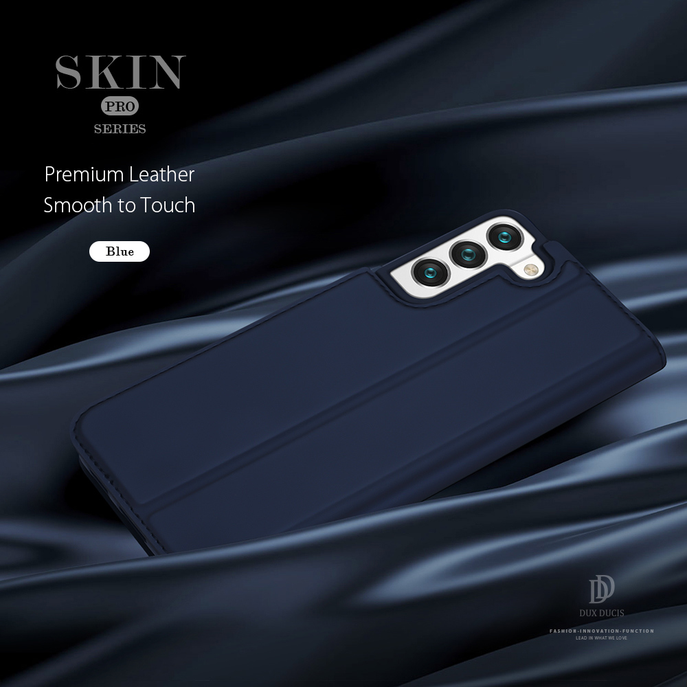 Serie Dux Ducis Skin Pro Para Samsung Galaxy S22 5G PU Tarjeta de Cuero Ranura Flip Stand Auto Magnético Cubierta de Teléfono a Prueba de Choque Cerrado - Negro