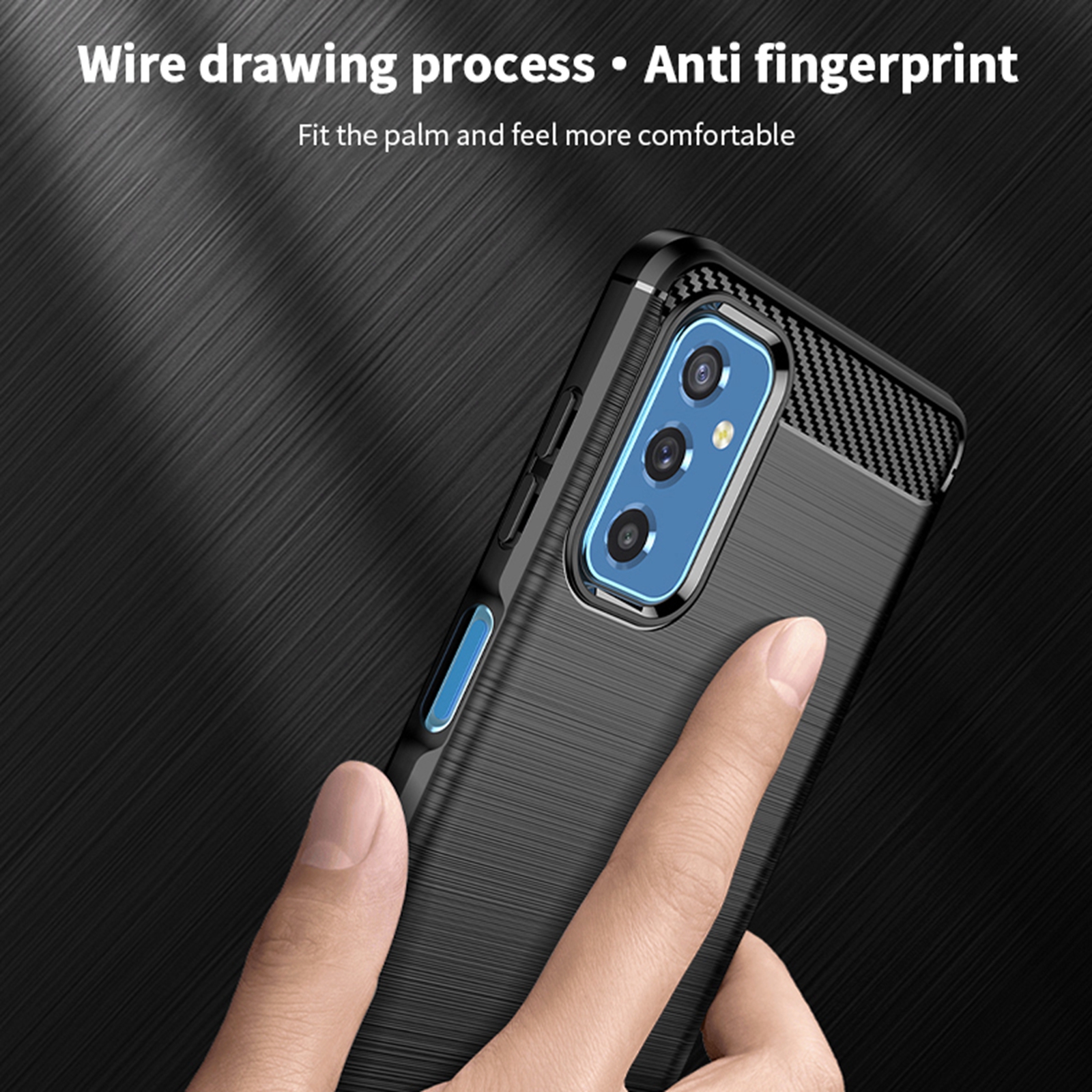 MOFI Case di Progettazione in Fibra di Carbonio Spazzolato Shock Anti-drop Soft TPU Copertina Per Samsung Galaxy M52 5G - Blu