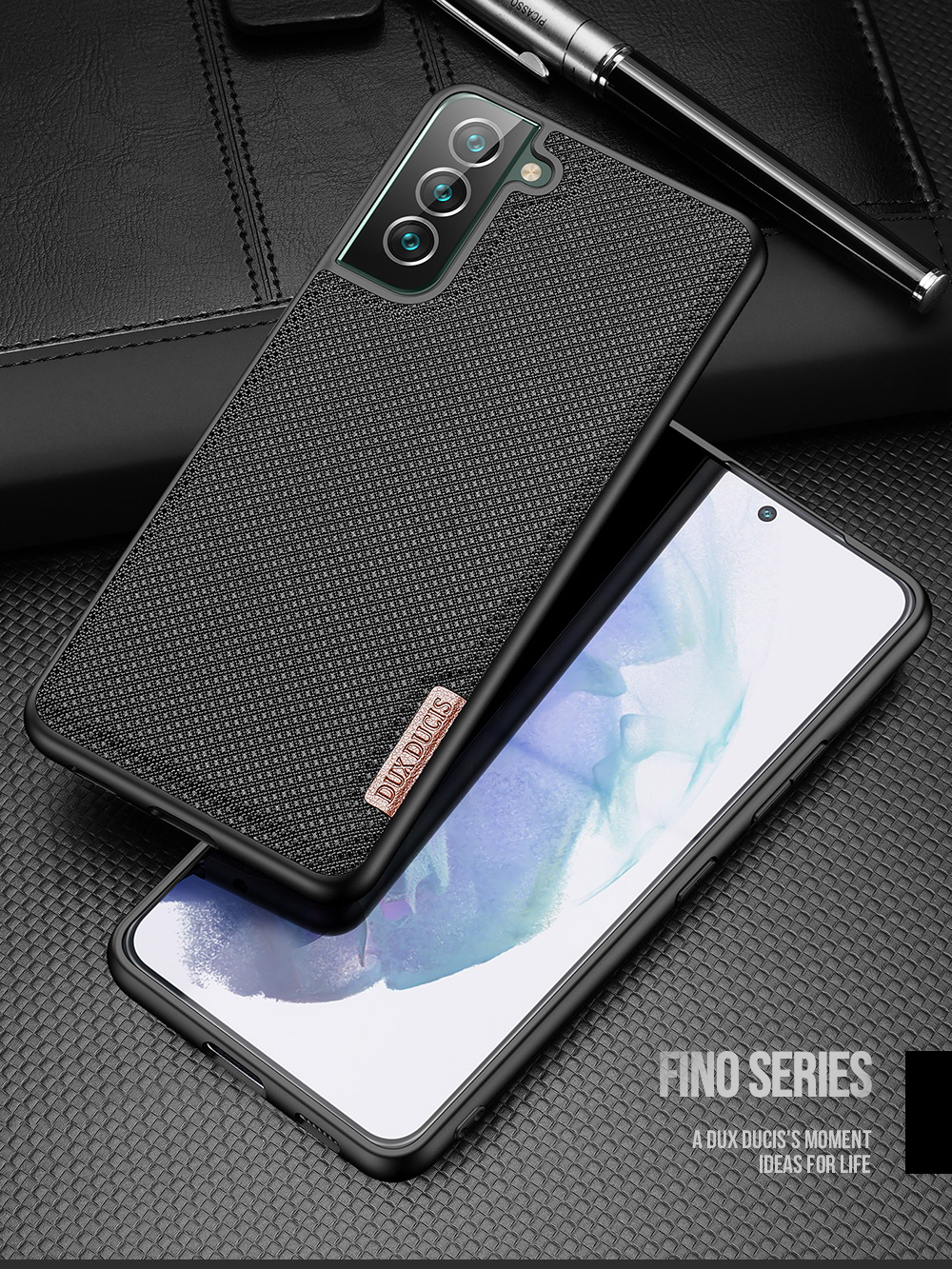 Dux Ducis Fino Series TPU+PC+PVC+Nylon Hybrid, не Скользящая Защитная Крышка Для Samsung Galaxy S22+5g - Черный