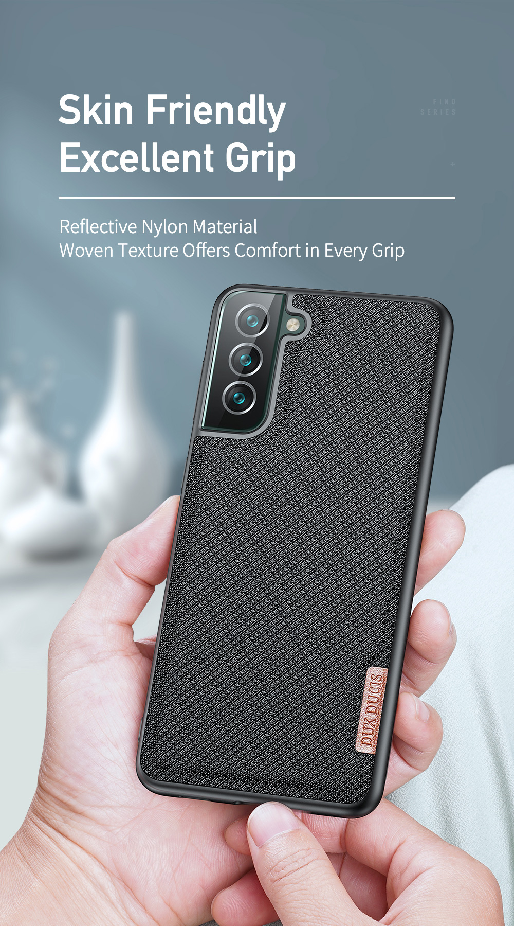 Dux Ducis Fino Series TPU+PC+PVC+Nylon Hybrid, не Скользящая Защитная Крышка Для Samsung Galaxy S22+5g - Черный