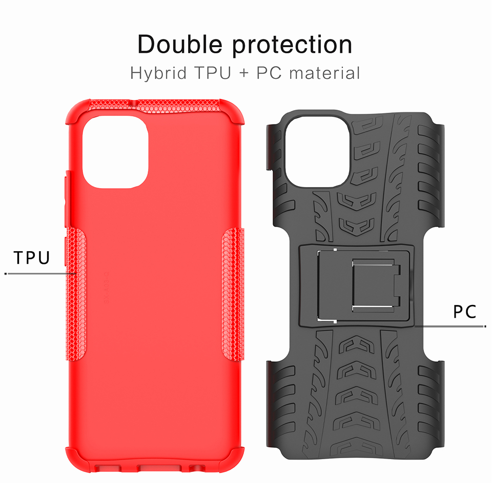 Anti-slip-reifen-textur-pc + Tpu-kombination Dual Layer-schutzabdeckung Mit Kickstand Für Samsung Galaxy A03 (164,2 x 75,9 x 9,1 Mm) - Weiß