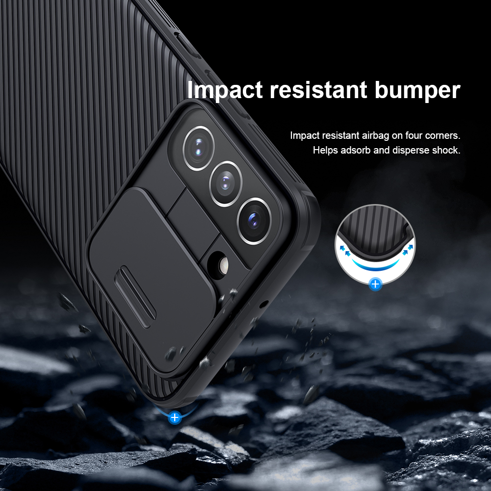 Nillkin Camshield Pro Hybrid Phone Cope Cover Cope Cover с Крышкой Для Защиты от Камеры Для Samsung Galaxy S22 5G - Черный