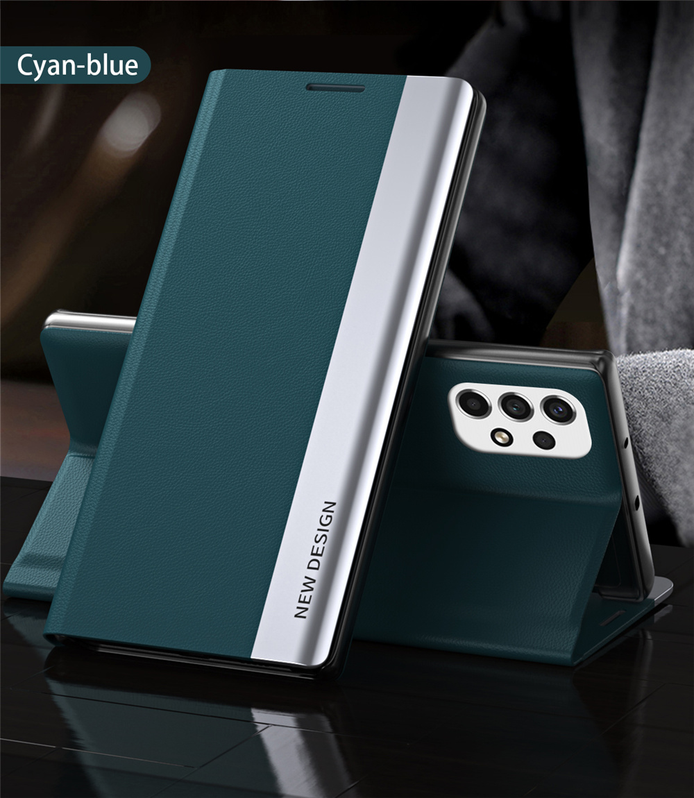 Folio Flip Anti-scratch Tocoproping PU le Cuir Stand Stand Thephone Case For Samsung Galaxy A73 5G - Vert