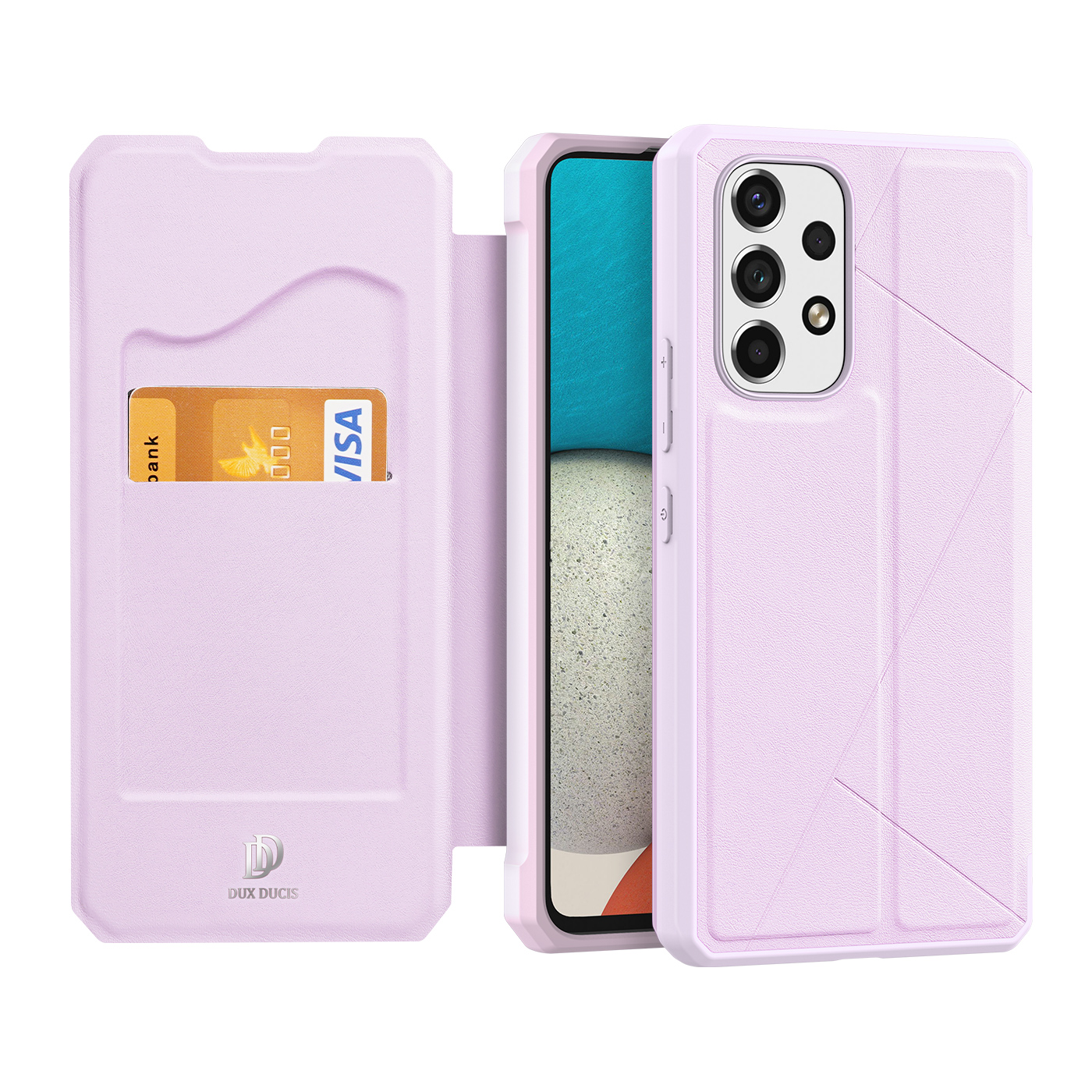 DUX DUCIS Skin X Series Auto Closing Magnet PU Leather Mobile Phone Case Stand Drop-proof Anti-scratch Case with Card Holder for Samsung Galaxy A53 5G - Pink-19