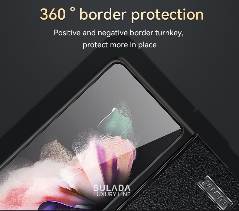 Sulada Anti-Fall Gut Geschützte Litchi Textur PU-Lederbeschichtung PC-Handy-Case-Hülle Für Samsung W21 5G / Galaxy Z Fold2 5g - Kaffee