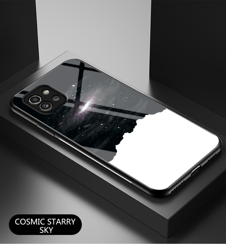 Schema Stellato Pattern Glass Temperato PC Back TPU Frame di Shock Coperchio Telefonico Della Custodia Ibrida Per Samsung Galaxy A03 (164,2 x 75,9 x 9,1 Mm) - Dream Starry Sky