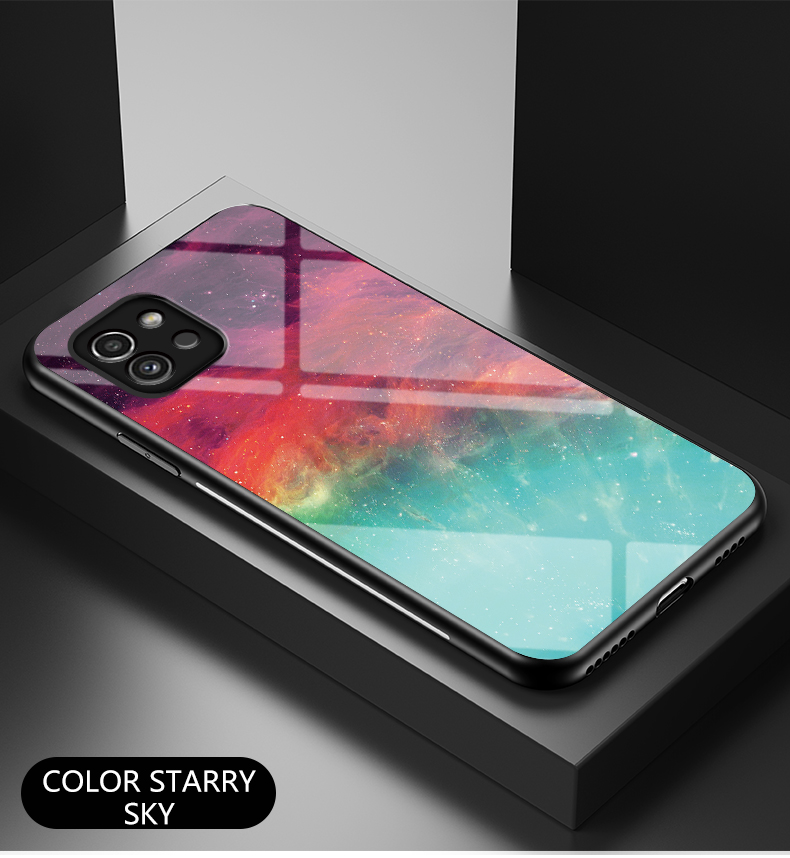 Schema Stellato Pattern Glass Temperato PC Back TPU Frame di Shock Coperchio Telefonico Della Custodia Ibrida Per Samsung Galaxy A03 (164,2 x 75,9 x 9,1 Mm) - Dream Starry Sky