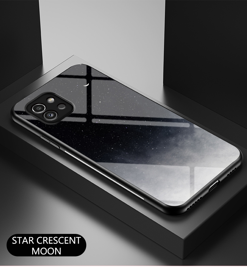 Starry Sky Patrón de Vidrio Templado PC Back TPU TPU Propina Híbrida Cubierta Del Teléfono Para Samsung Galaxy A03 (164.2 x 75.9 x 9.1 Mm) - Cielo Estrellado de Ensueño