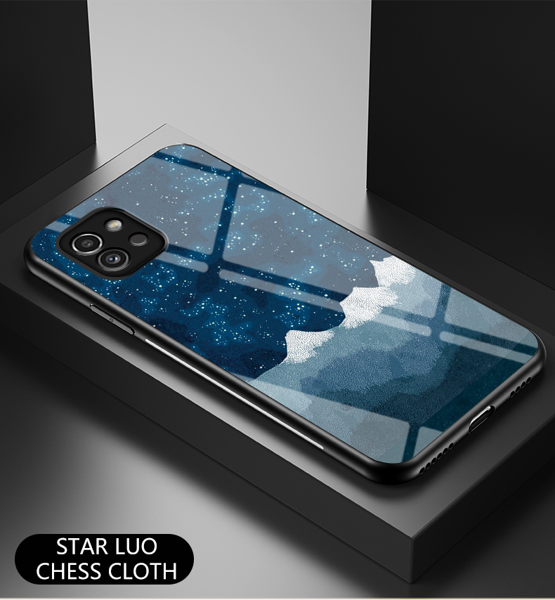 Schema Stellato Pattern Glass Temperato PC Back TPU Frame di Shock Coperchio Telefonico Della Custodia Ibrida Per Samsung Galaxy A03 (164,2 x 75,9 x 9,1 Mm) - Dream Starry Sky