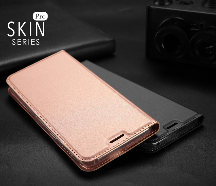 Dux Ducis Skin Skin Pro Série Card Slot Business PU Couather Cover Com Suporte de Suporte Para Samsung Galaxy S8 G950 - Cinza Escuro