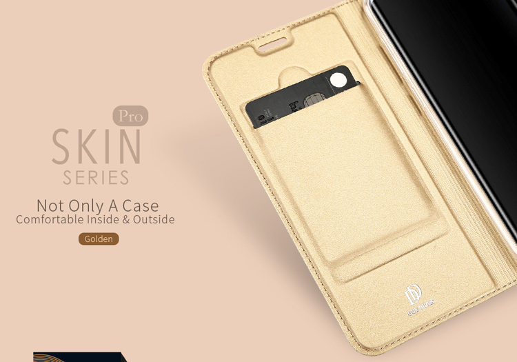 Dux Ducis Skin Skin Pro Série Card Slot Business PU Couather Cover Com Suporte de Suporte Para Samsung Galaxy S8 G950 - Cinza Escuro