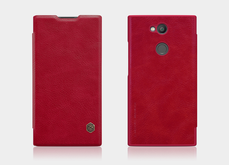 Nillkin Qin Series Card Slot en Cuir Mobile Case Pour Sony Xperia L2 - Rouge