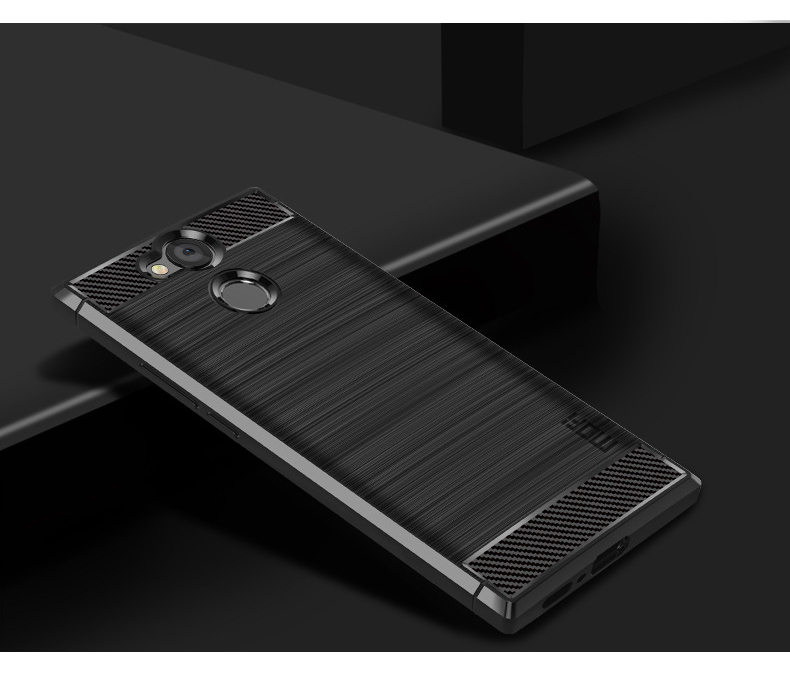 Mofi Carbonfaser Textur Gebürstet TPU -mobiltelefonkoffer Für Sony Xperia L2 - Grau