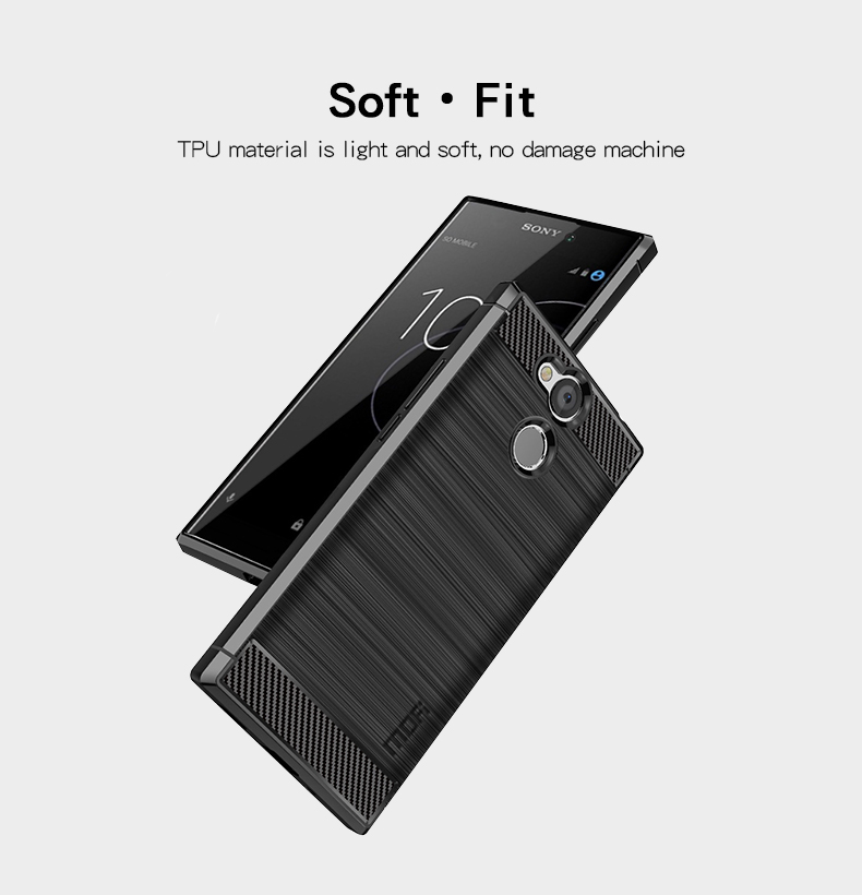 Mofi Carbon Fiber Texture Cepiled TPU Case de Teléfonos Móviles Para Sony Xperia L2 - Gris