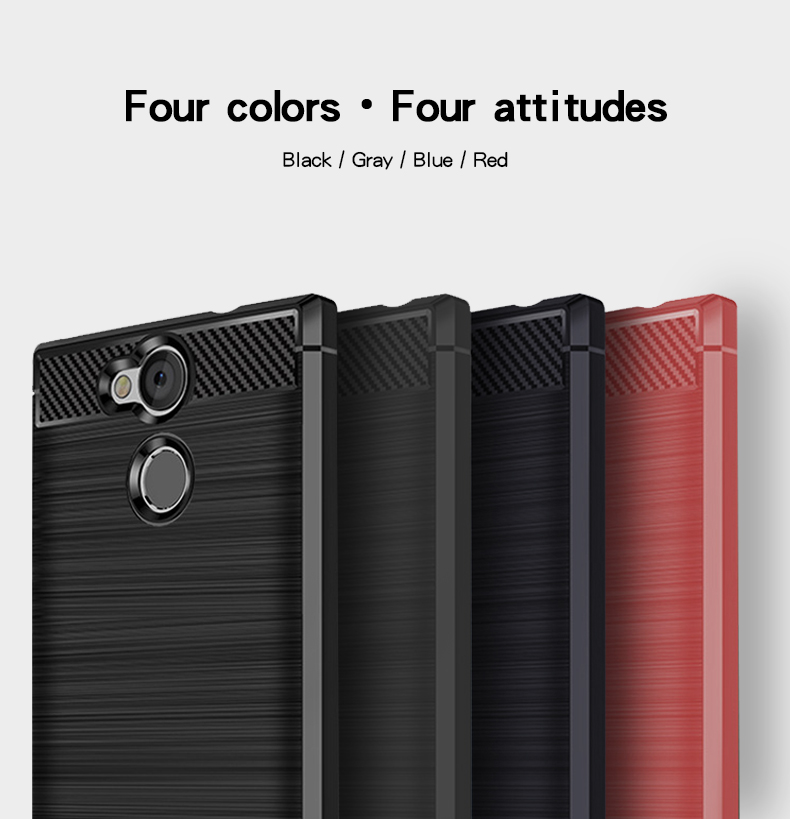 Mofi Carbon Fiber Texture Cepiled TPU Case de Teléfonos Móviles Para Sony Xperia L2 - Gris