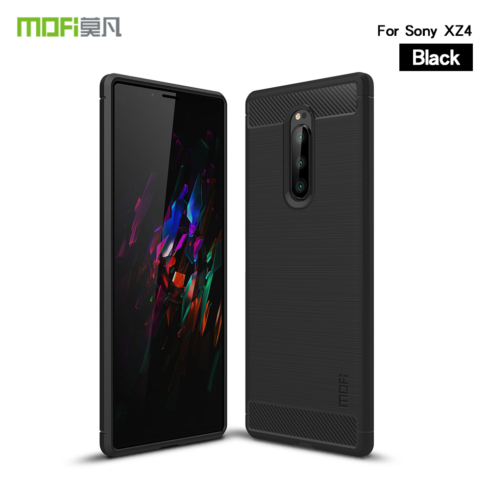 MOFI Fiber de Carbono Textura Cepillada Case TPU Para Sony Xperia 1 - Negro