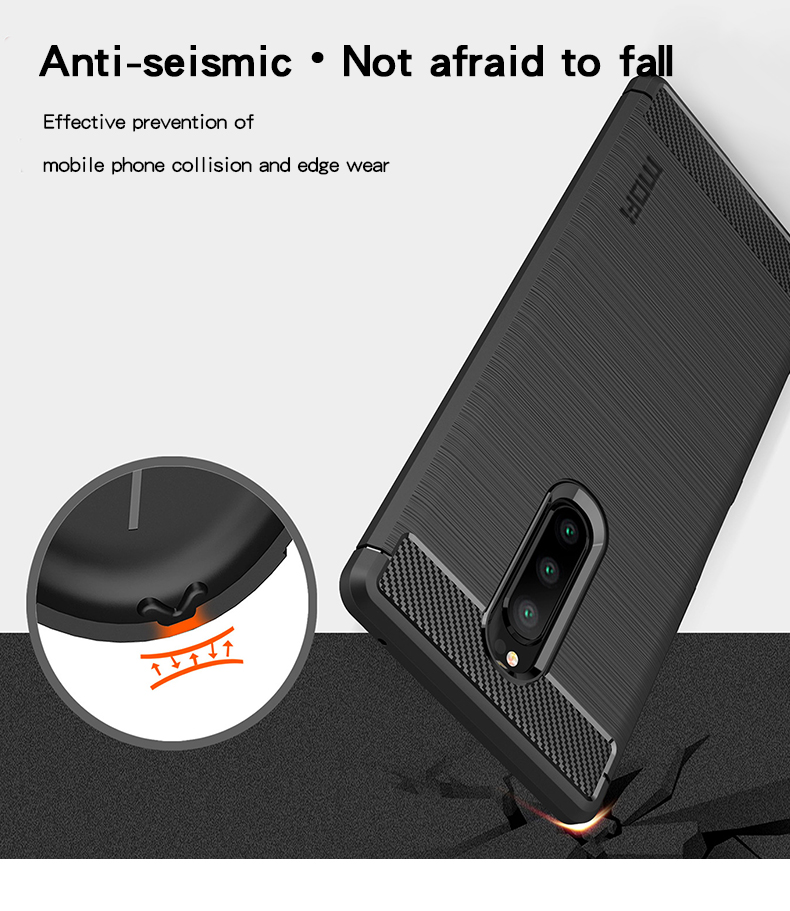 MOFI Fiber de Carbono Textura Cepillada Case TPU Para Sony Xperia 1 - Negro