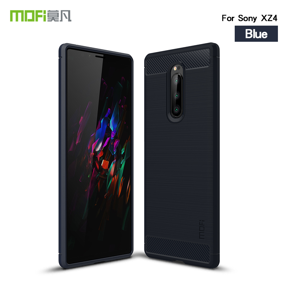 MOFI Fiber de Carbono Textura Cepillada Case TPU Para Sony Xperia 1 - Negro