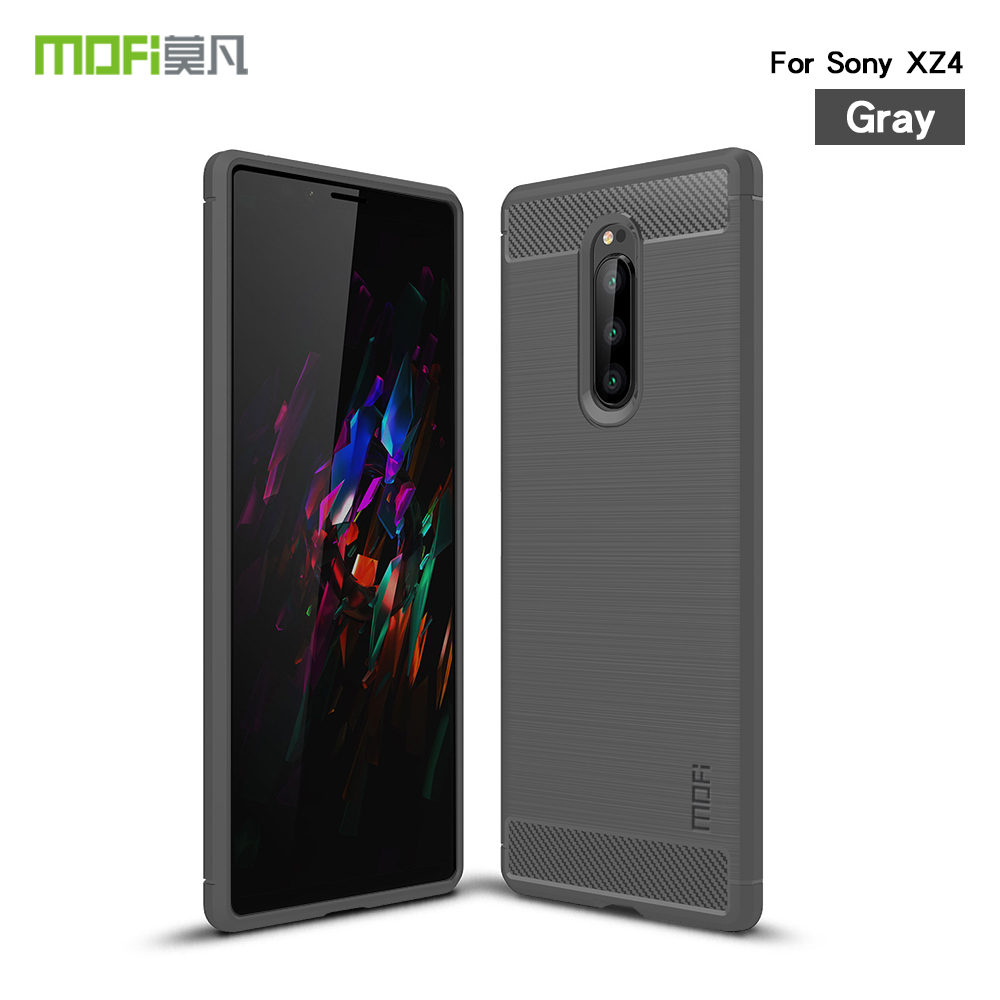 MOFI Fiber de Carbono Textura Cepillada Case TPU Para Sony Xperia 1 - Negro