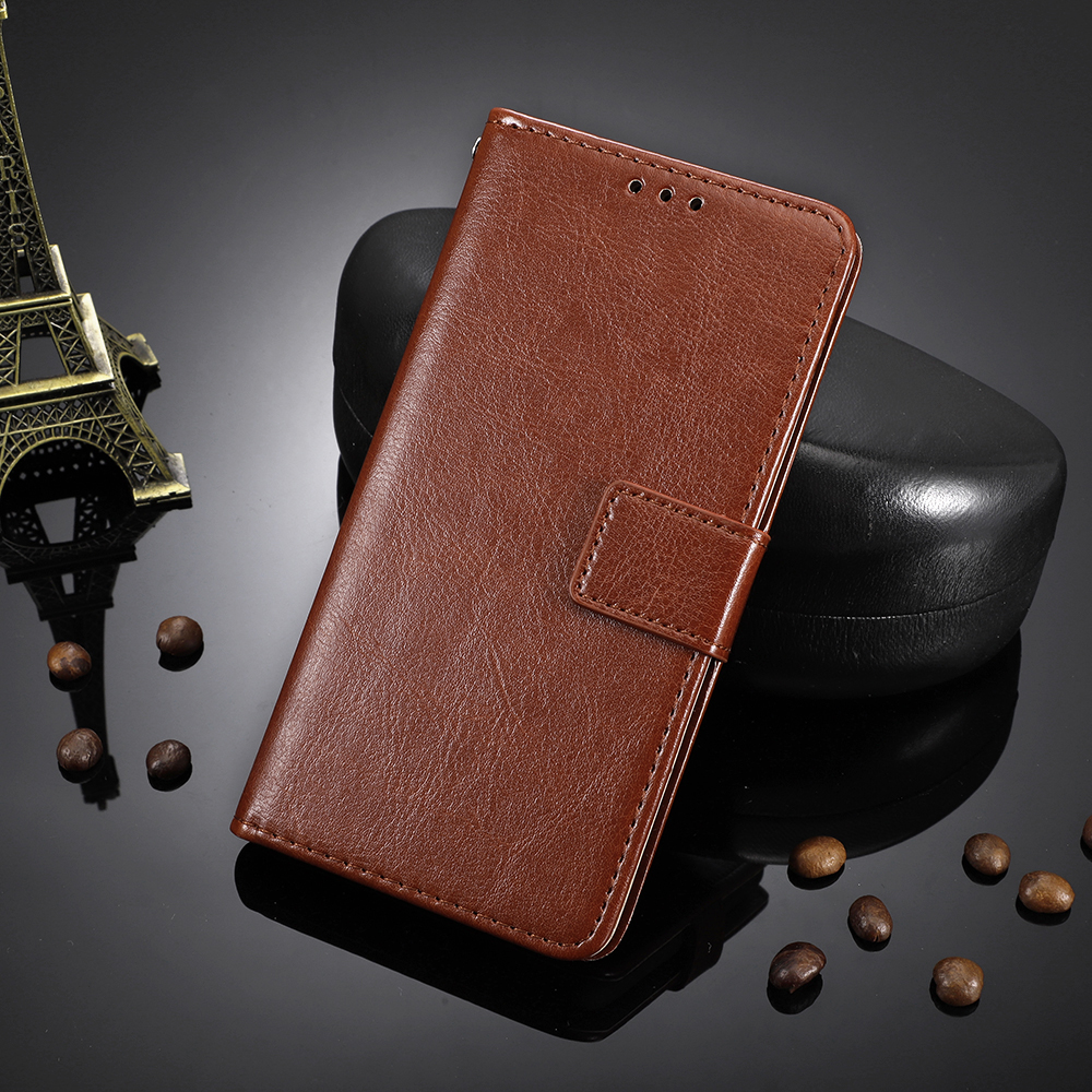 Crazy Horse Skin Leder Brieftasche Telefonschale Für Sony Xperia 5 - Schwarz