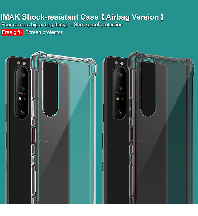 IMAK Well-Protected TPU Soft Case + Ultra Clear Screen Protector for Sony Xperia 1 III - Transparent-1