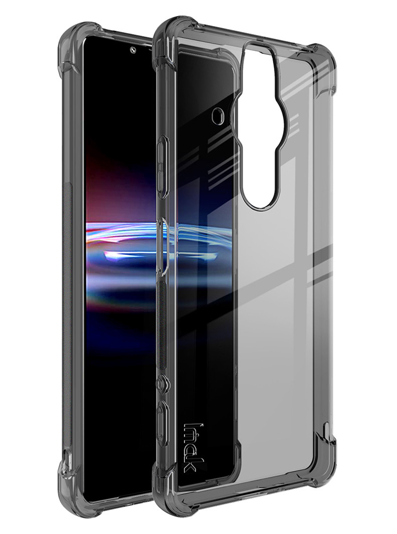 IMAK Four Corner Airbag Shockproofparf Clear Soft TPU Téléphone Avec Protecteur D'écran Pour Sony Xperia Pro-I - Noir Transparent