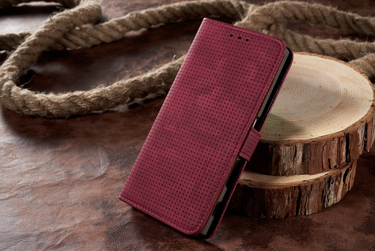 Mesh Style Retro Wallet Leather Cell Phone Case for Sony Xperia XZ - Red-2