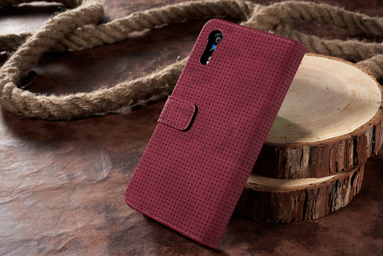 Mesh Style Retro Wallet Leather Cell Phone Case for Sony Xperia XZ - Red-3