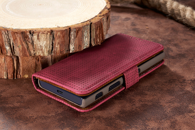 Mesh Style Retro Wallet Leather Cell Phone Case for Sony Xperia X Compact - Red-3