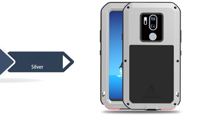 Love Mei a Resistente Alla Polvere Shock-a Prova di Splash Metal Defender Case Per LG G7 Thinq - D'argento