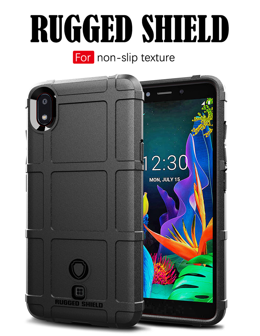 Texture Anti-chariot Carré Tpud TPU Tpe Téléphone Pour LG K20 (2019) - le Noir