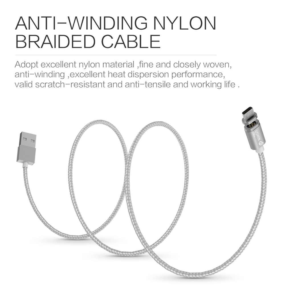 WSKEN Metal Mini 2 Magnetic Sync Charge Nylon Micro USB Cable for Samsung/LG/Sony-2