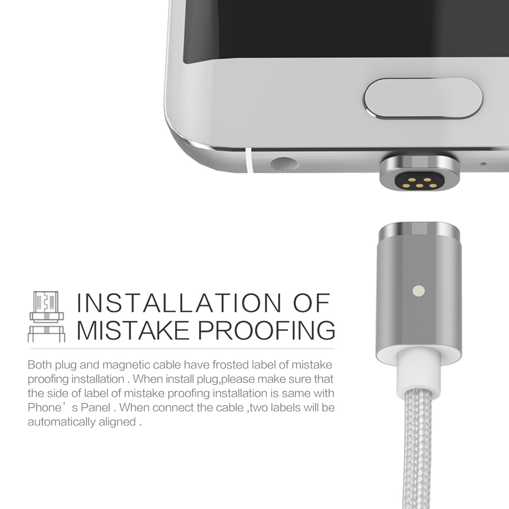 WSKEN Metal Mini 2 Magnetic Sync Charge Nylon Micro USB Cable for Samsung/LG/Sony-4
