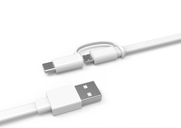 HUAWEI Honor Micro USB + Type-C Sync Charging Data Flat Cable 1.5m for Xiaomi Mi Note 2/HTC 10 - White-3