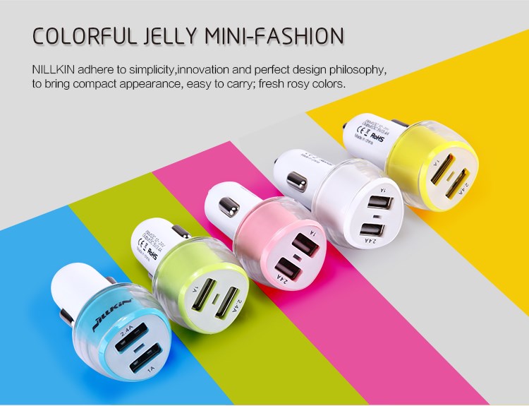 NILLKIN Jelly Car Charger Dual USB for iPhone iPad Samsung Smartphone Tablet - Blue-1