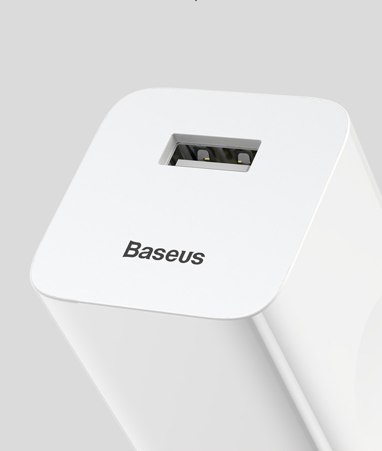 Baseus 24w Port Single Por Porta USB Sem Fio Carregamento Rápido Carregador de Viagem Carregador de Parede - Branco / Plugue Padrão CN