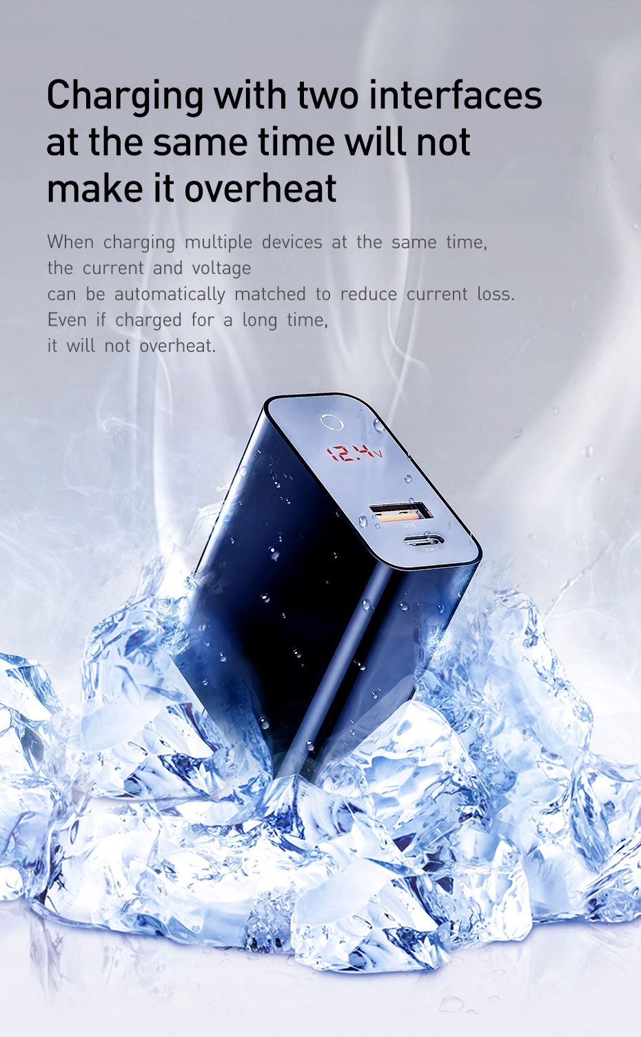 BASEUS Speed PPS Màn hình kỹ thuật số tắt nguồn thông minh Bộ sạc nhanh PD3.0 + QC3.0 45W (Type-C + USB) - Phích cắm tiêu chuẩn CN / Đen-14