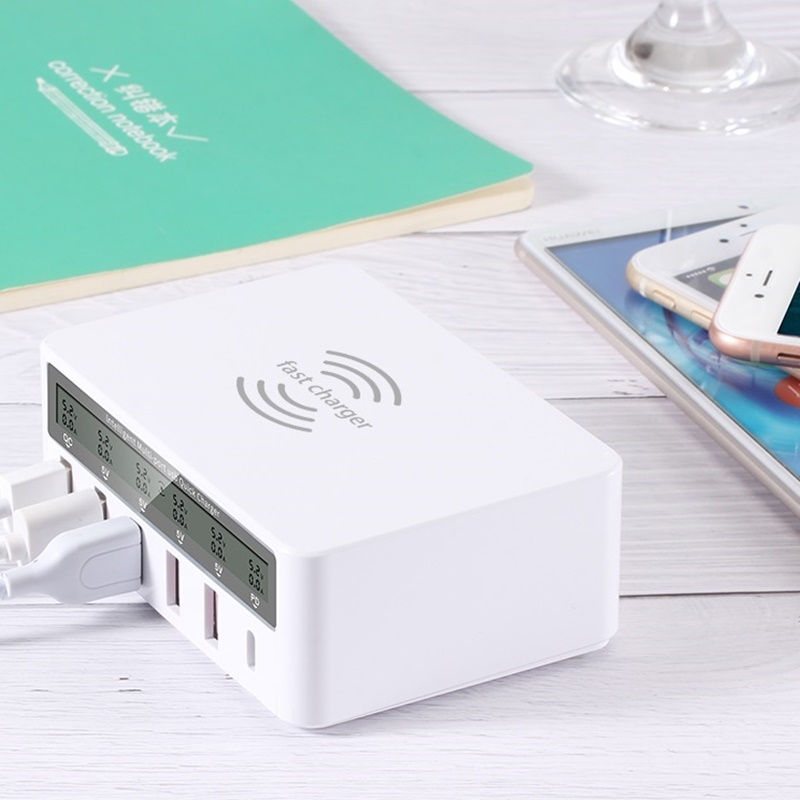 Intelligent Multi-port USB Quick Charger Wireless Charger Smart Plug Wireless USB-C + QC3.0 + PD (Support FOD Function) - US Plug