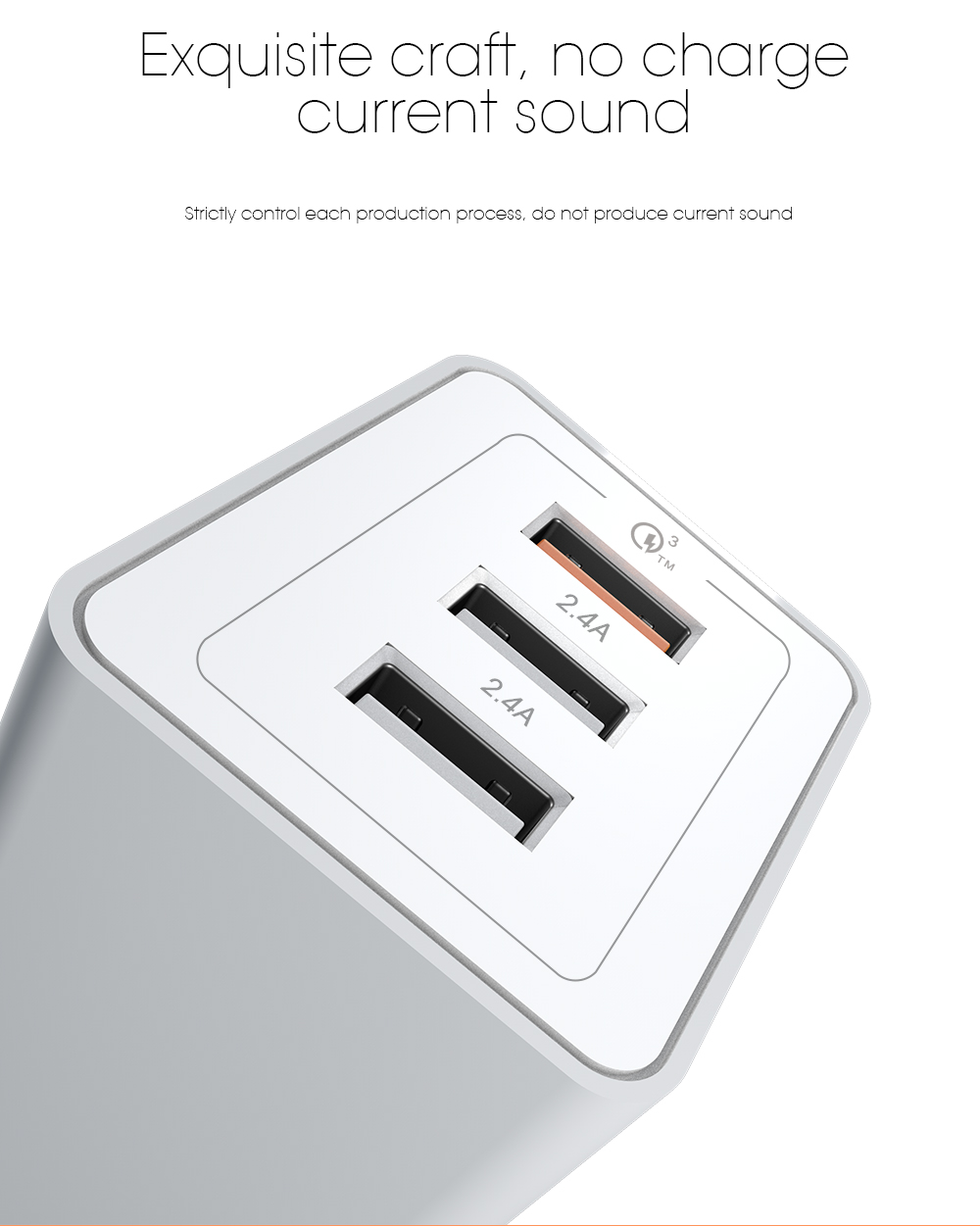 ESSAGER QC3.0 + Dual 2.4A USB 30W Travel Charger Wall Charger - White/EU Plug-10