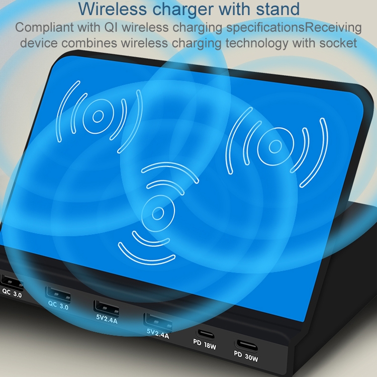 819 9-in-1 Multi-function Quick Chage Smart Wireless Charger - EU Plug