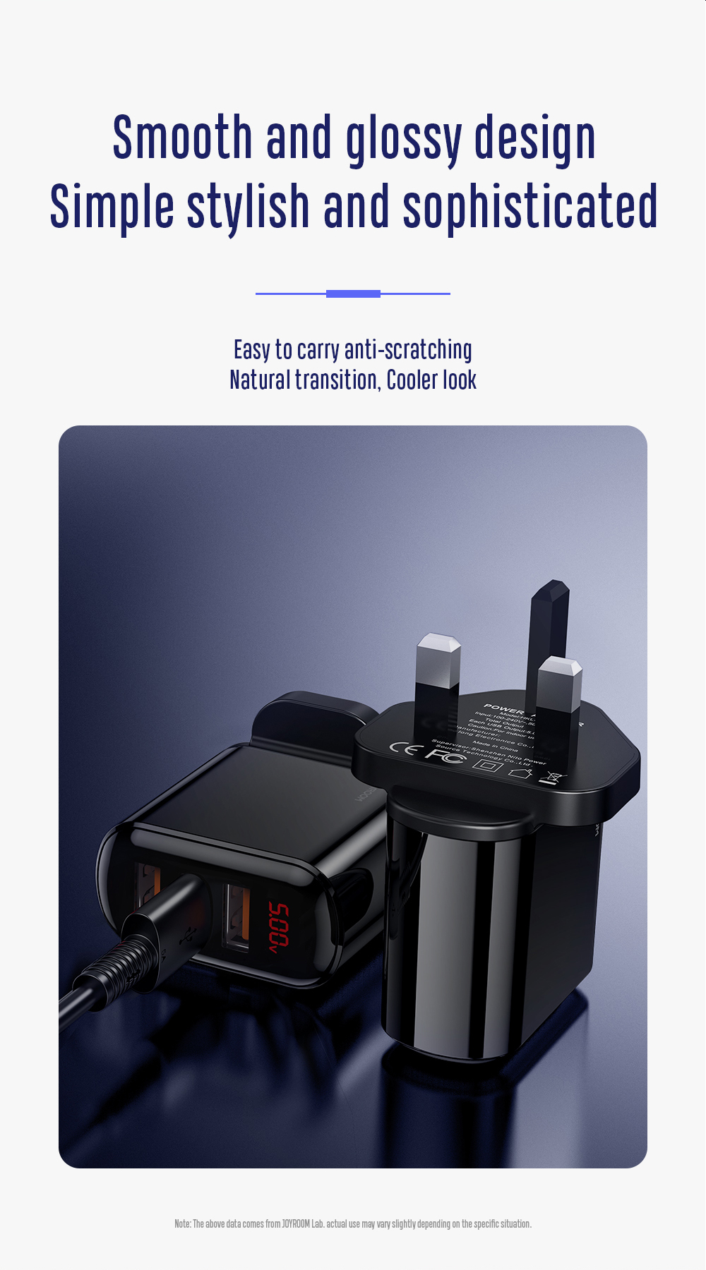 JOYROOM HKL-USB59 Sharp Series 3.4A Intelligent Digital Travel Wall Charger (3 USB) - UK Plug-8