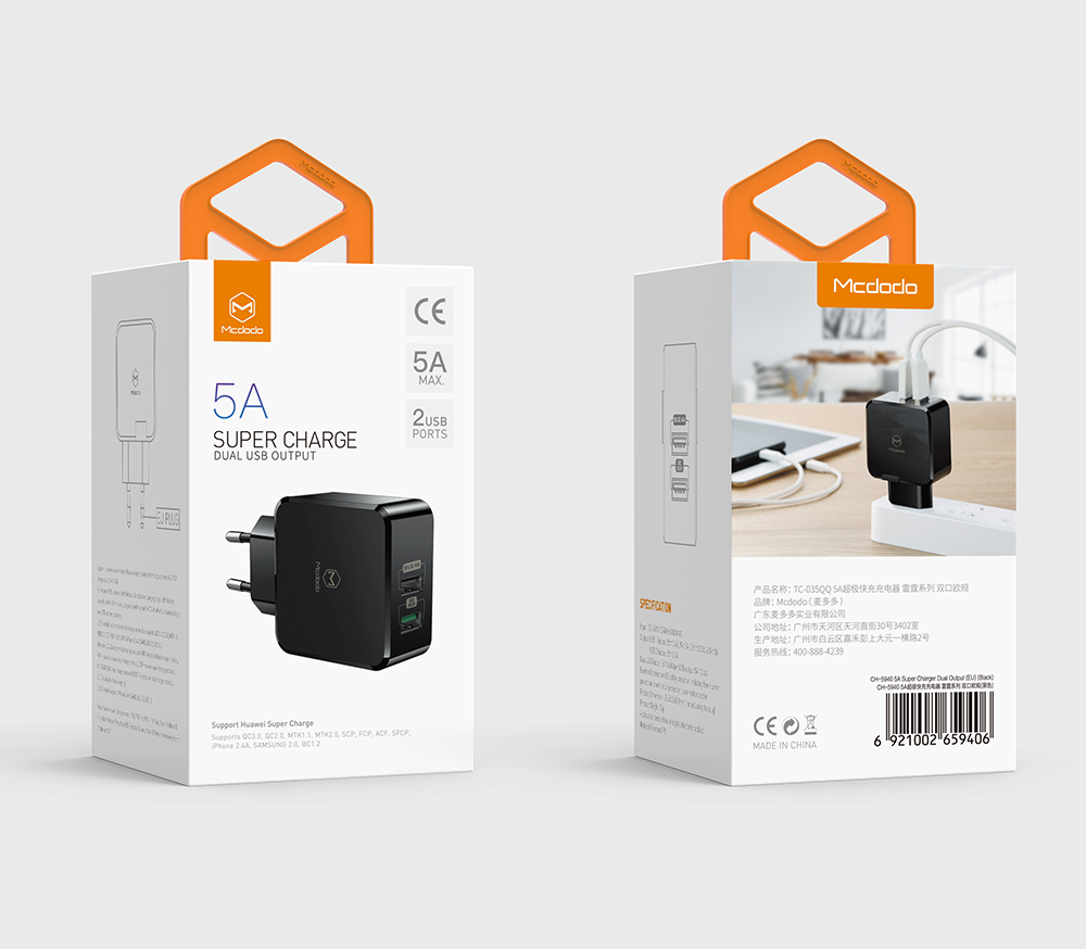MCDODO 5A Thunder Series Dual-port Super Fast Charger - EU Plug-13
