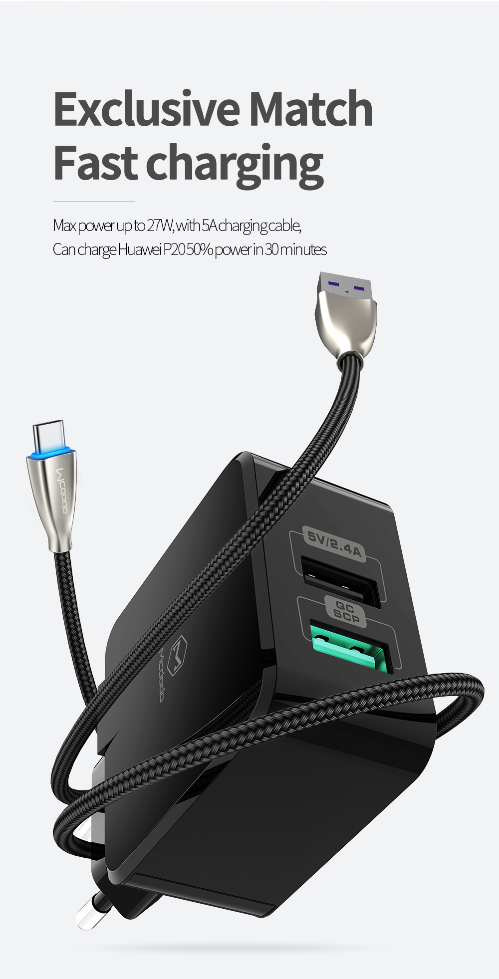 MCDODO 5A Thunder Series Dual-port Super Fast Charger - EU Plug-6