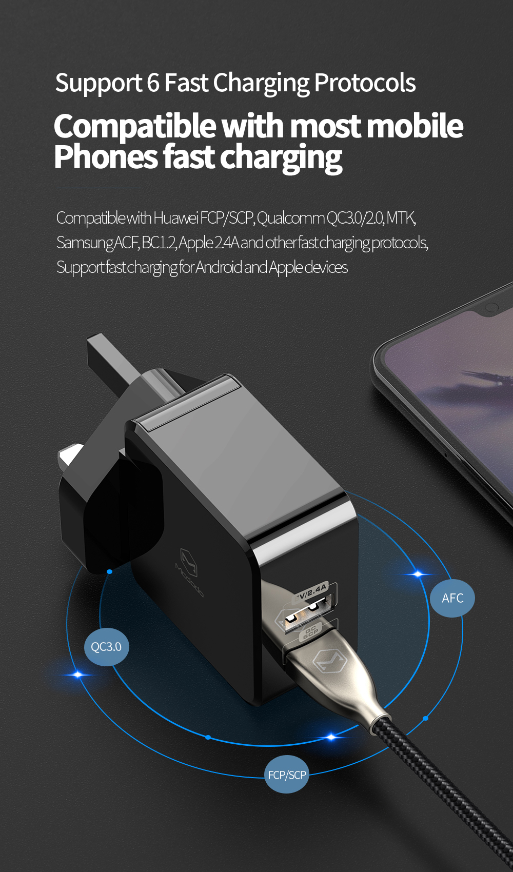 MCDODO 5A Thunder Series Dual-port Super Fast Charger - UK Plug-2