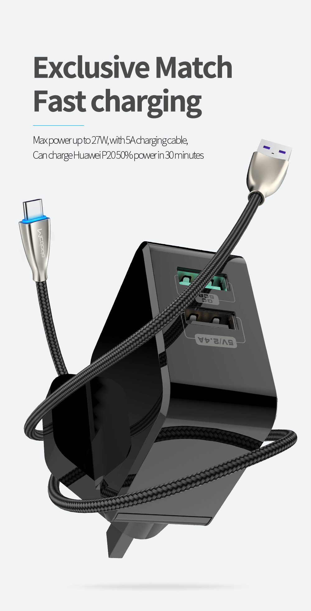 MCDODO 5A Thunder Series Dual-port Super Fast Charger - UK Plug-5
