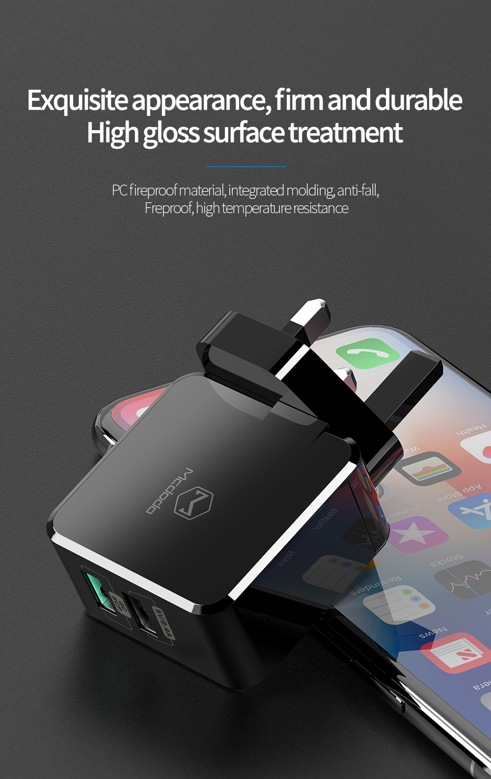 MCDODO 5A Thunder Series Dual-port Super Fast Charger - UK Plug-8