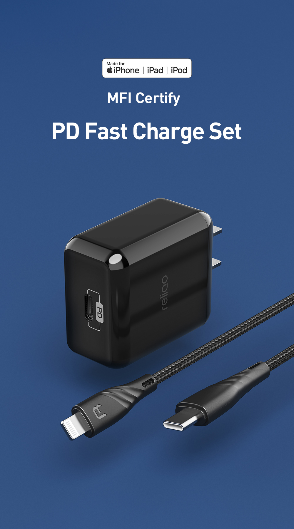 MCDODO Smart Series RCH-62 Reliqo TC-061 PD Quick Charge Set Wall Charger+Cable Black - US Plug-1