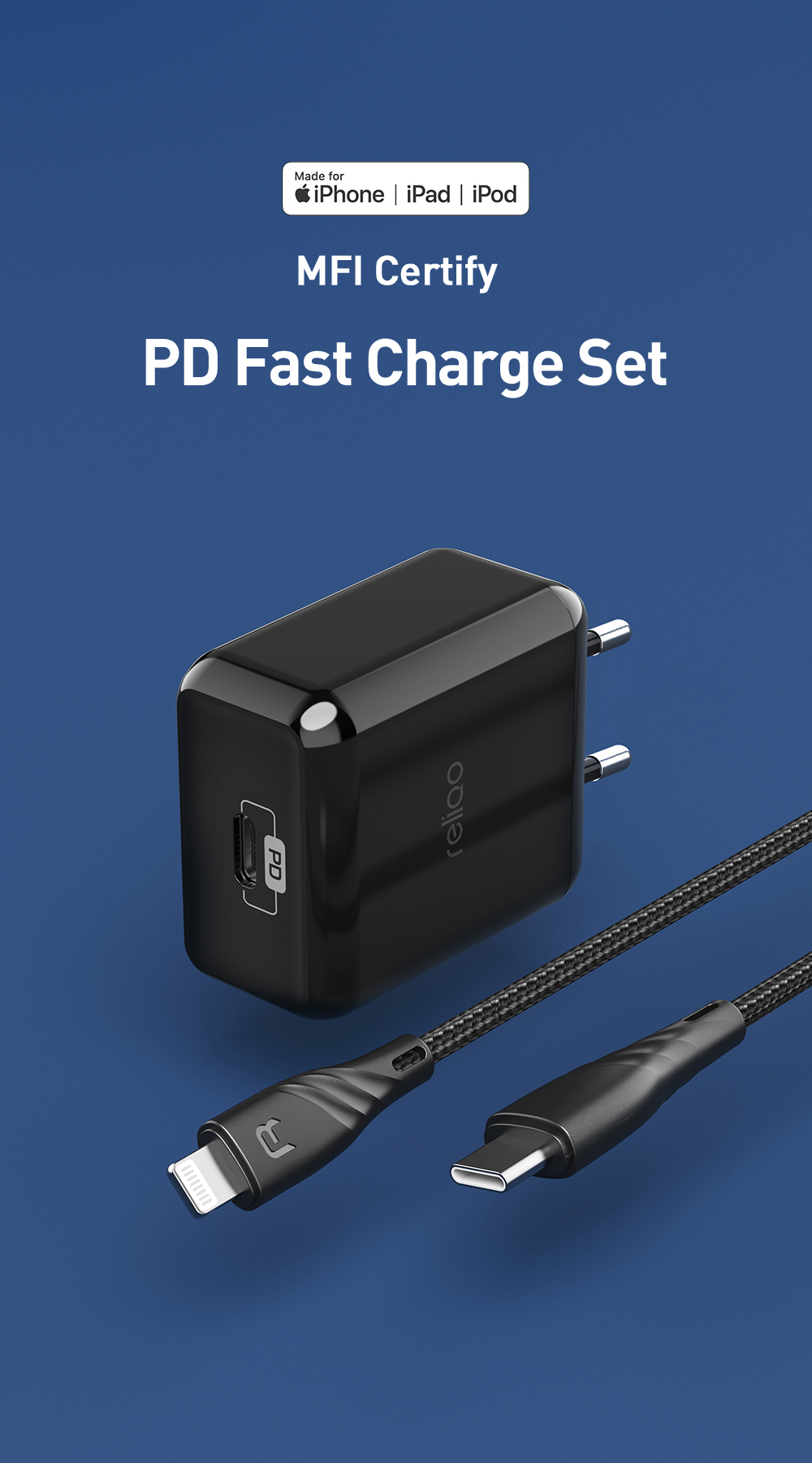 MCDODO Smart Series RCH-62 Reliqo TC-061 PD Quick Charge Set Wall Charger+Cable Black - EU Plug-1