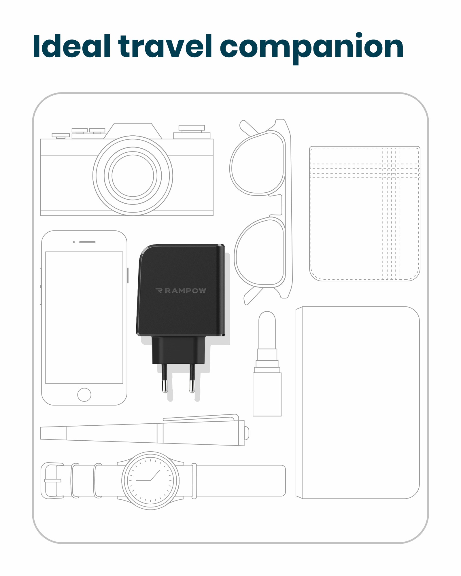 Rampow 36W Chargeur Mural de Type C à Double Port Avec Adaptateur D'alimentation de Charge Rapide de 30 w Power 3.0 - Black, Bouche ue